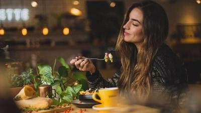 Mindful eating is about paying attention to your body's hunger cues, and stop eating when you're full. Eating mindfully will help you to be more in tune with your body's needs.