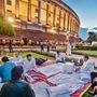 Parliament session: కొనసాగుతున్న 50 గంటల ధర్నా.. గాంధీ విగ్రహం వద్దే నిద్ర